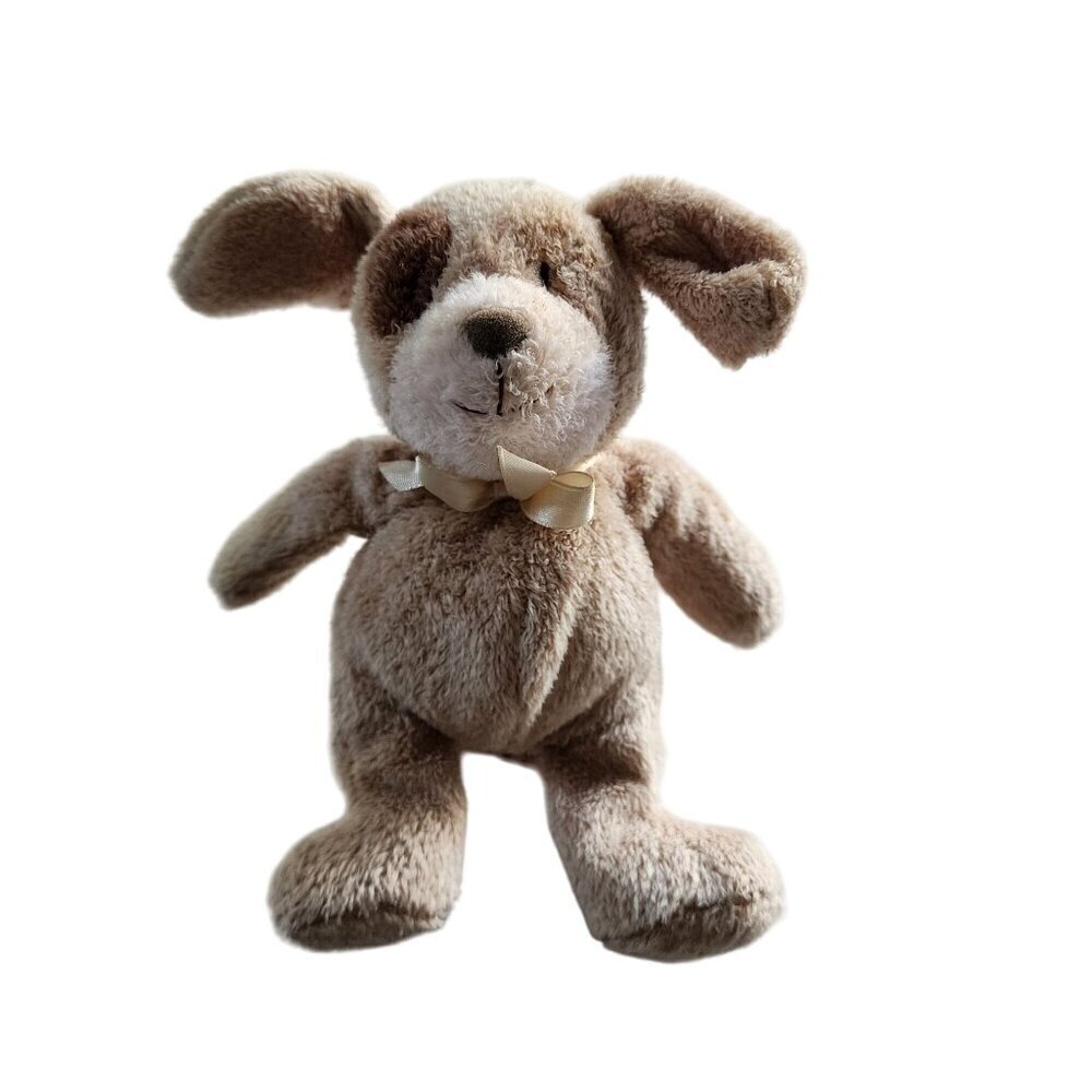 Carter's puppy dog Tan brown spot patch plush toy 2005 ribbon
